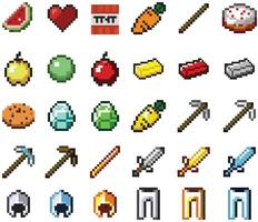 Pixel art icons vector