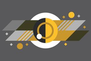 Tech geometric background with abstract golden and grey circles. Vector banner design