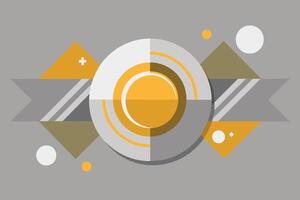 Tech geometric background with abstract golden and grey circles. Vector banner design