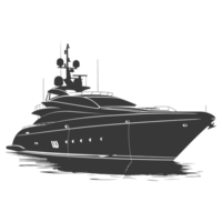 AI generated Silhouette yacht or boat black color only png