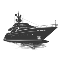 AI generated Silhouette yacht or boat black color only png