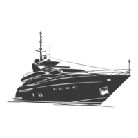 AI generated Silhouette yacht or boat black color only png