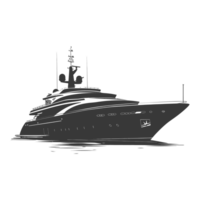 AI generated Silhouette yacht or boat black color only png