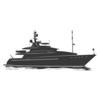 AI generated Silhouette yacht or boat black color only png