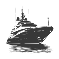 AI generated Silhouette yacht or boat black color only png