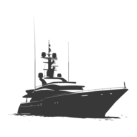 AI generated Silhouette yacht or boat black color only png