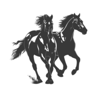 AI generated Silhouette two horses galloping png