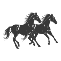 AI generated Silhouette two horses galloping png