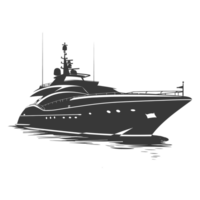 AI generated Silhouette yacht or boat black color only png