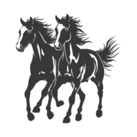 ai gegenereerd silhouet twee paarden galopperen png