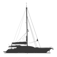 ai genererad silhuett Yacht eller båt svart Färg endast png