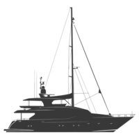 AI generated Silhouette yacht or boat black color only png