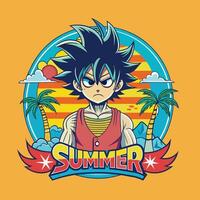 Comic expression and manga theme. Colorful summer design. Vector illustration