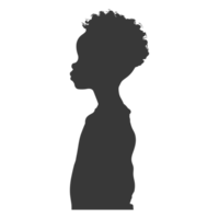 ai generato silhouette africano ragazzo nero colore solo png