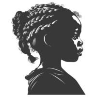 AI generated Silhouette african girl black color only png