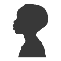 ai generato silhouette africano ragazzo nero colore solo png