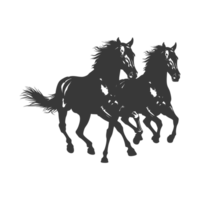 ai généré silhouette une les chevaux galopant noir Couleur seulement png