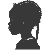 AI generated Silhouette african girl black color only png