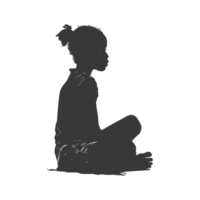 AI generated Silhouette african girl alone black color only png