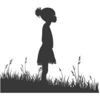 AI generated Silhouette african girl alone black color only png