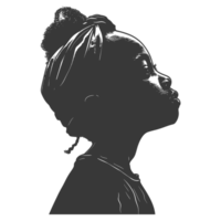 AI generated Silhouette african girl alone black color only png