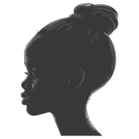 AI generated Silhouette african girl black color only png