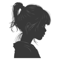 AI generated Silhouette asian girl alone black color only png