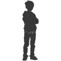 AI generated Silhouette asian boy black color only png