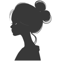 ai généré silhouette asiatique fille noir Couleur seulement png