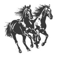 ai généré silhouette une les chevaux galopant noir Couleur seulement png