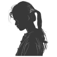 ai généré silhouette asiatique fille noir Couleur seulement png