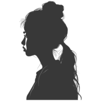 AI generated Silhouette asian girl alone black color only png