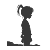 ai généré silhouette asiatique fille seul noir Couleur seulement png