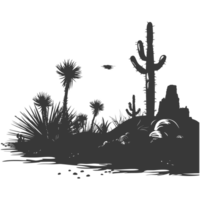 AI generated Silhouette an oasis in the desert black color only png