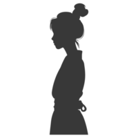 AI generated Silhouette asian girl alone black color only png