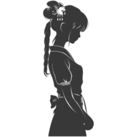 ai généré silhouette asiatique fille noir Couleur seulement png