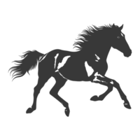 ai generado silueta un caballos Galopando negro color solamente png