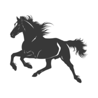 ai gegenereerd silhouet een paarden galopperen zwart kleur enkel en alleen png