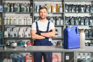 Smiling Salesman Auto Parts Store photo