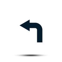 Turn Left Sign Icon Vector Logo Template. Arrow Pointer Flat Design