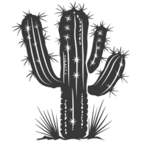 ai generato silhouette cactus pianta nero colore solo png