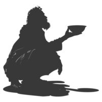 AI generated Silhouette beggar black color only full body png