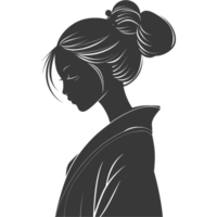 ai généré silhouette asiatique fille noir Couleur seulement png