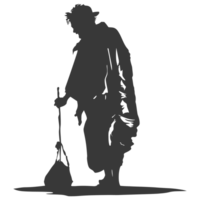 AI generated Silhouette beggar black color only full body png