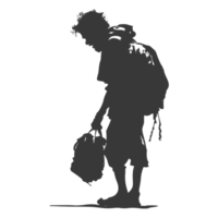 AI generated Silhouette beggar black color only full body png