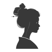 AI generated Silhouette asian girl black color only png