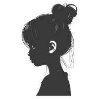 AI generated Silhouette asian girl black color only png