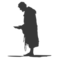 AI generated Silhouette beggar black color only full body png