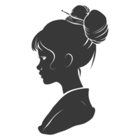 AI generated Silhouette asian girl black color only png