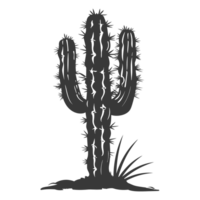 ai généré silhouette cactus plante noir Couleur seulement png